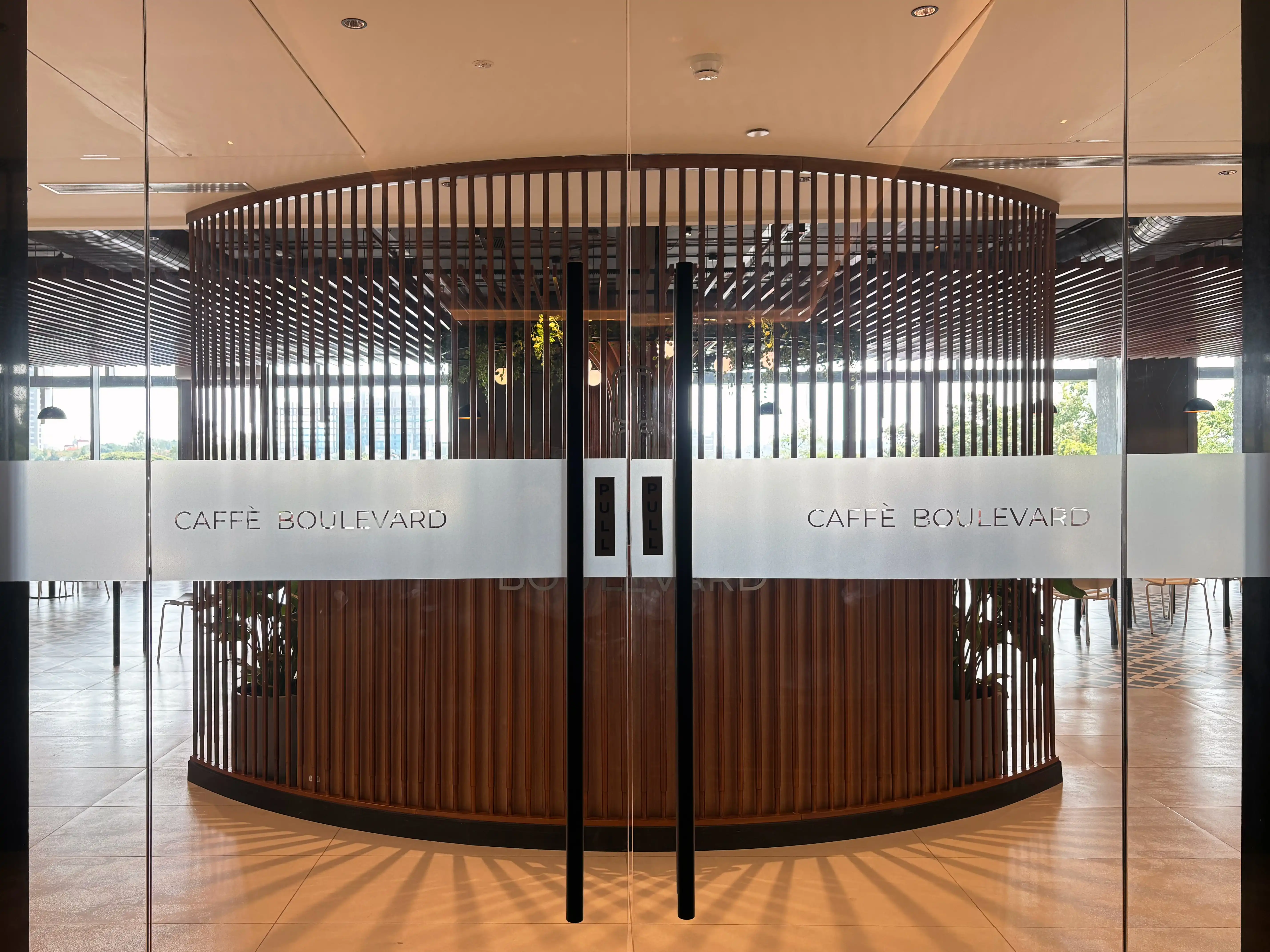 Caffe Boulevard — Glass door entry